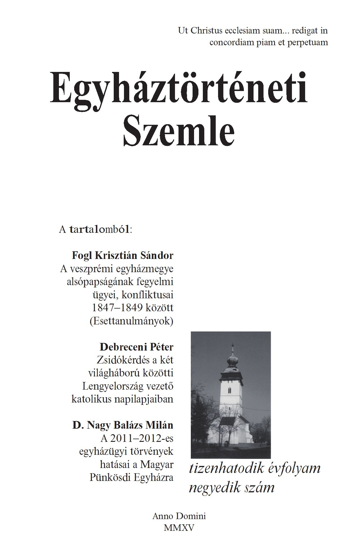 Egyháztörténeti Szemle 2015/4