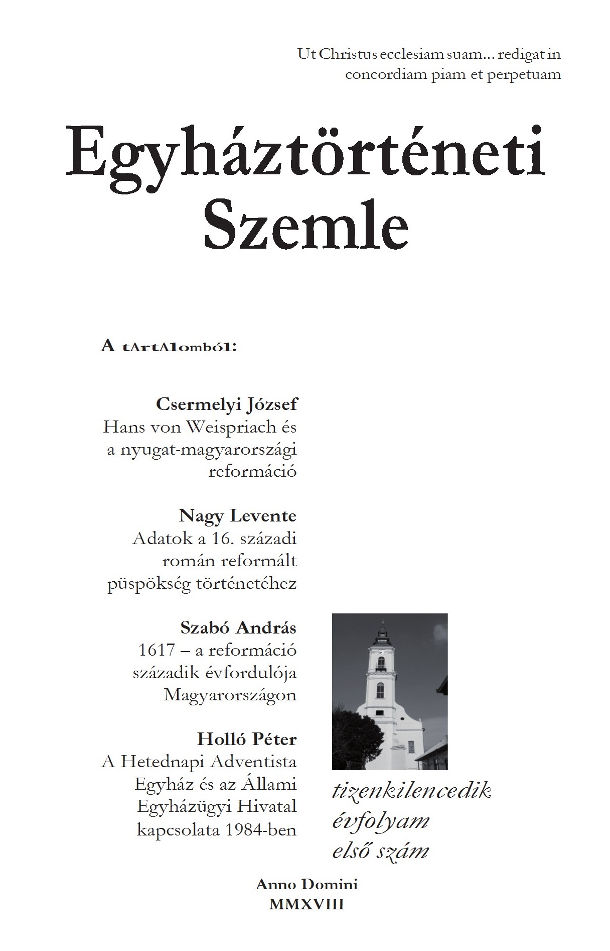 Egyháztörténeti Szemle 2018/1