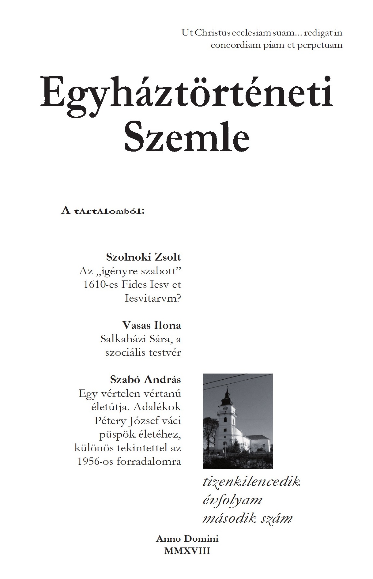 Egyháztörténeti Szemle 2018/2