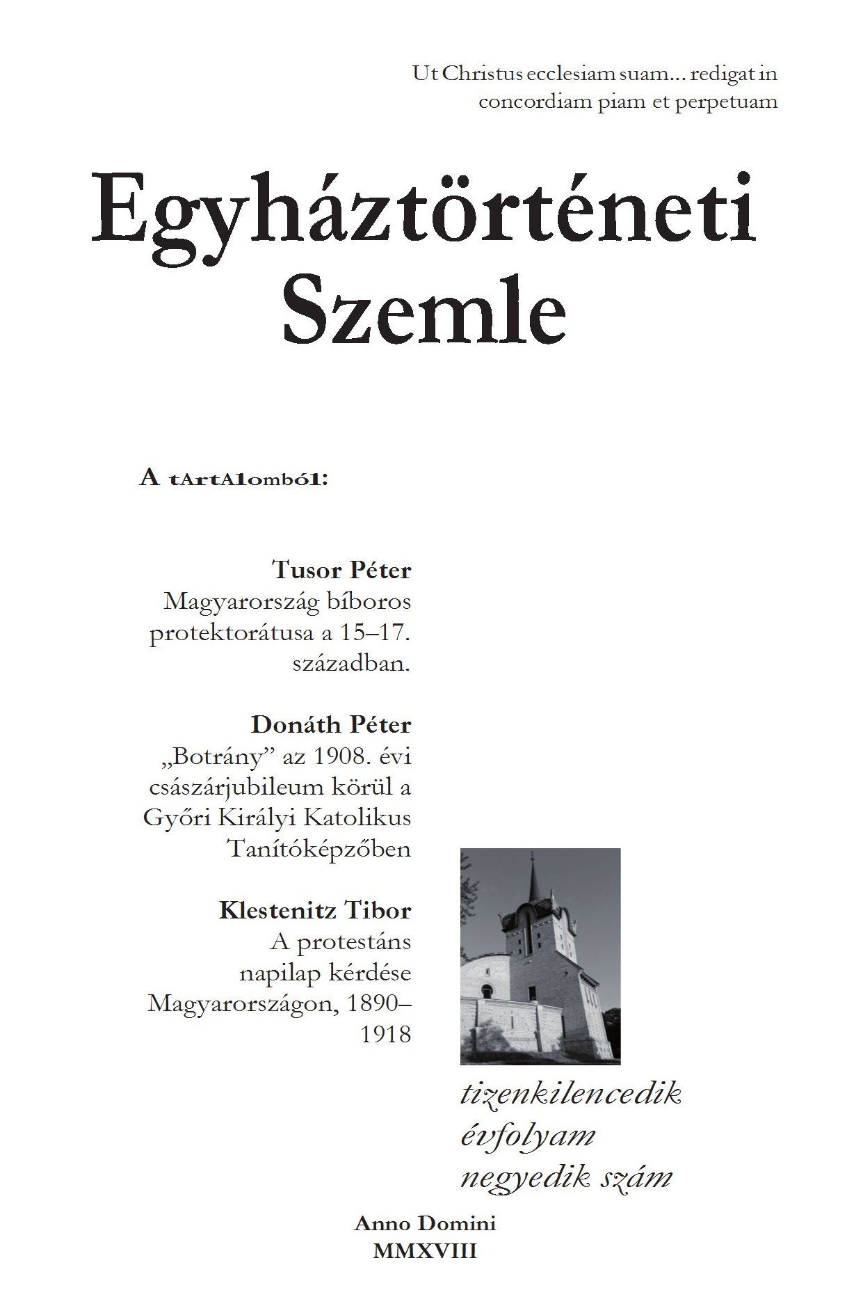 Egyháztörténeti Szemle 2018/4