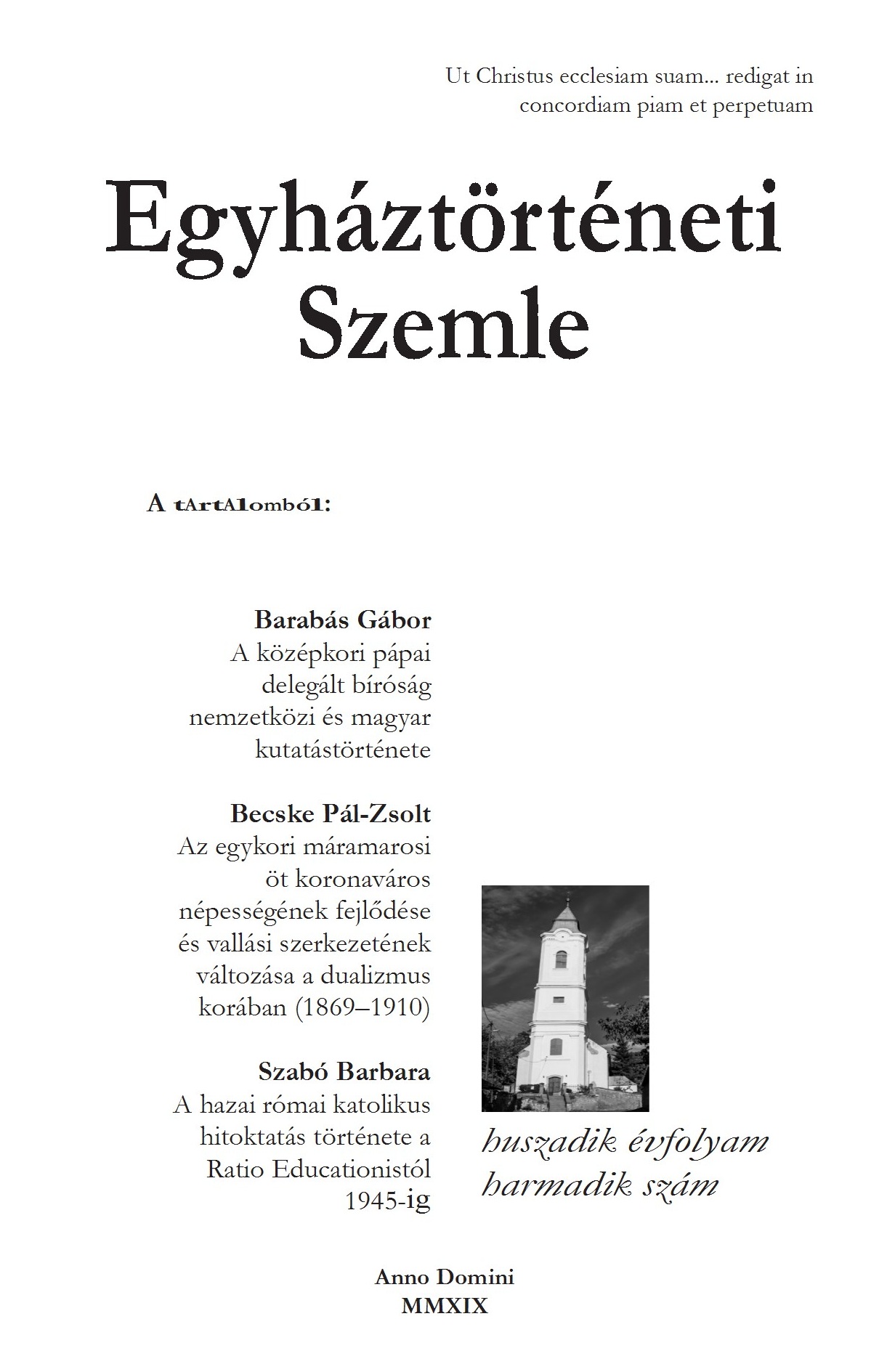 Egyháztörténeti Szemle 2019/3