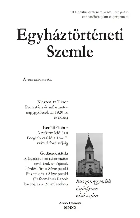 Egyháztörténeti Szemle 2020/1