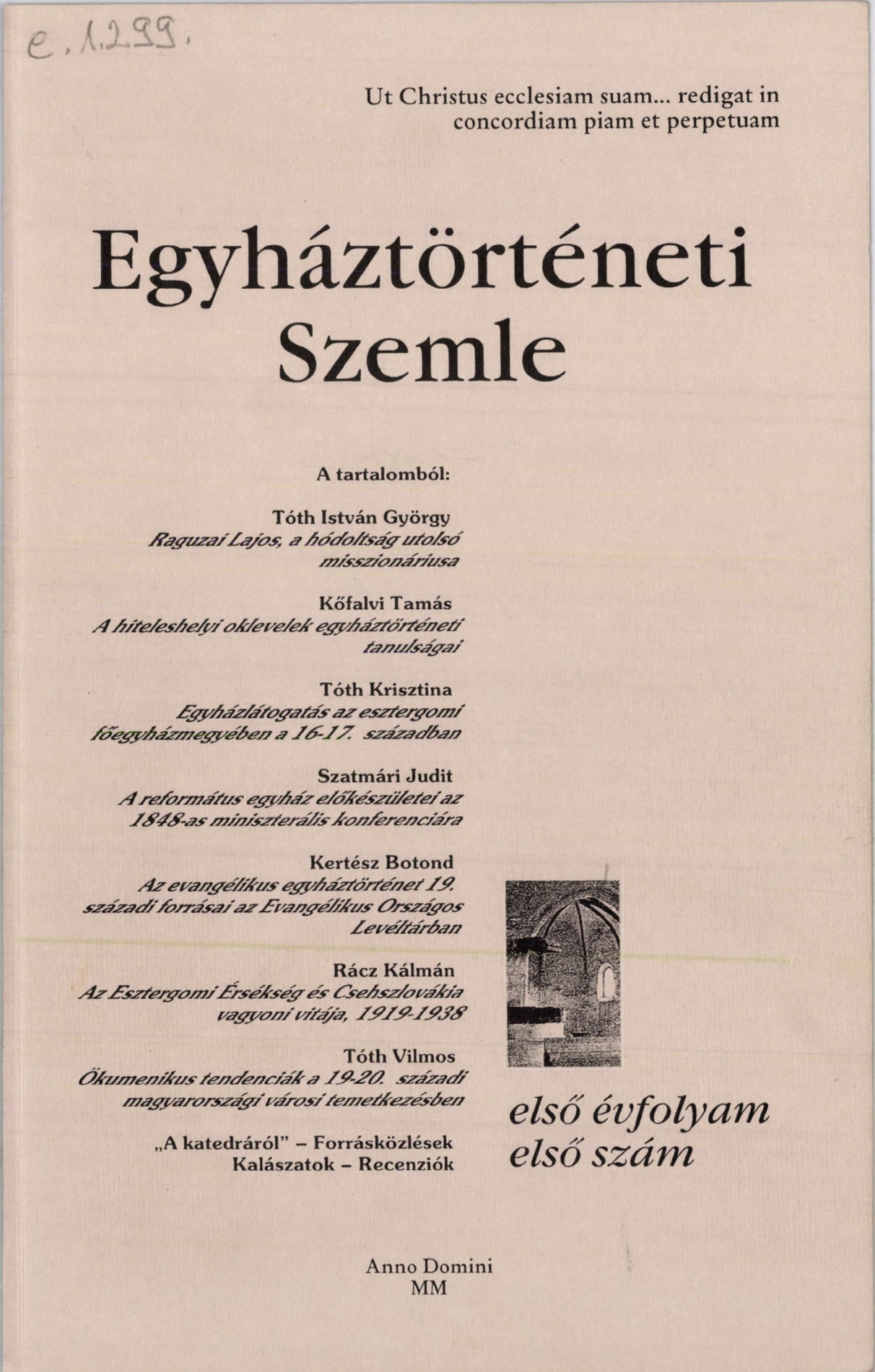 Egyháztörténeti Szemle 2000/1