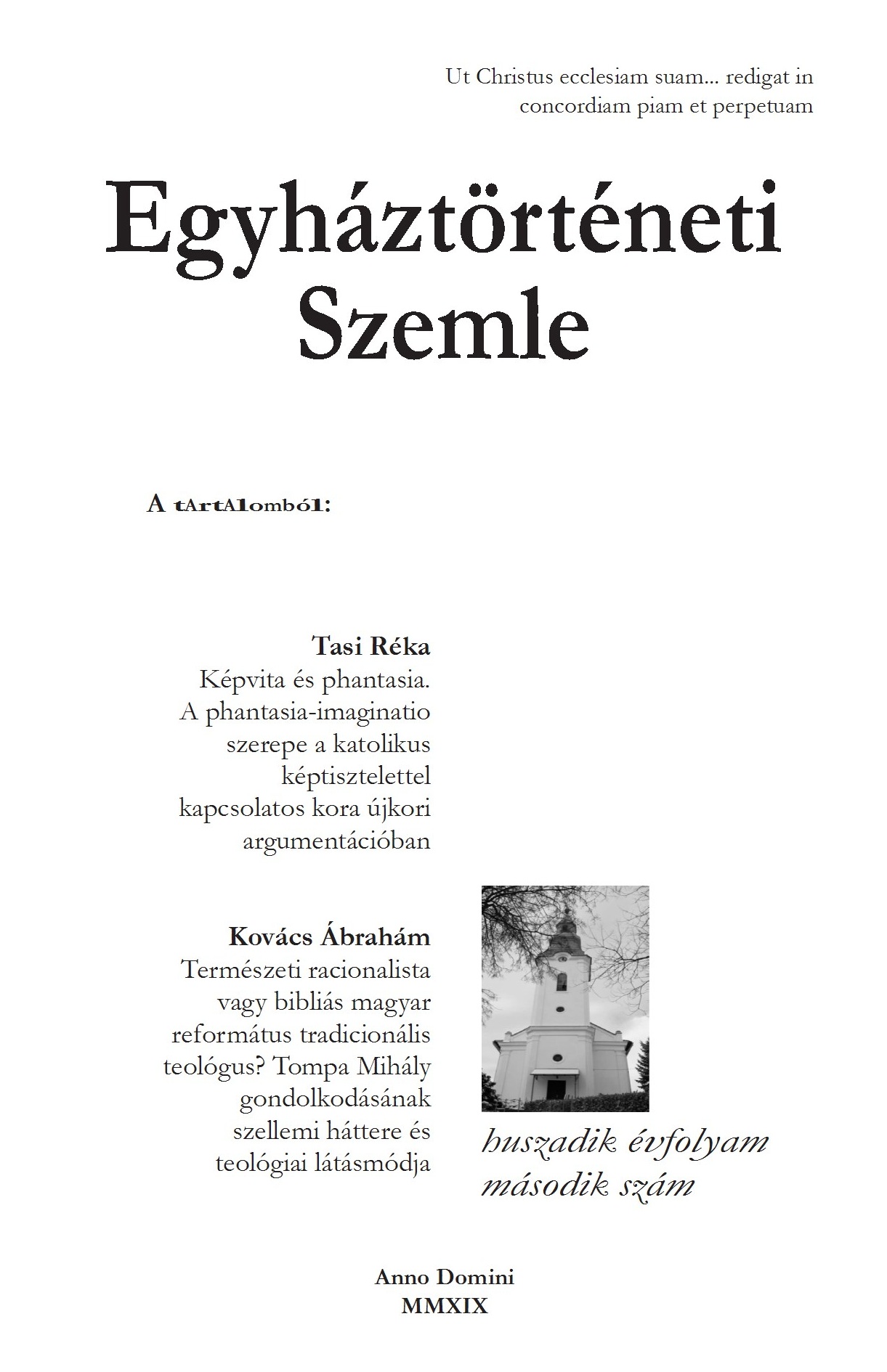 Egyháztörténeti Szemle 2019/2