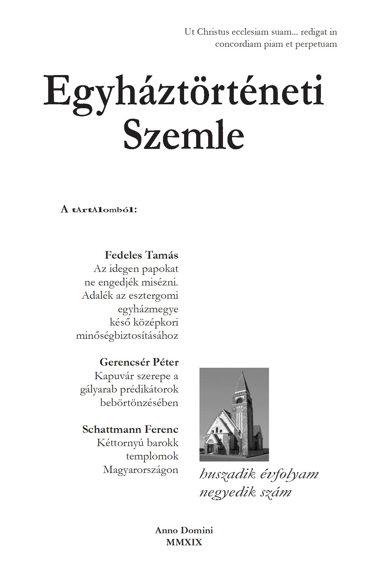 Egyháztörténeti Szemle 2019/4