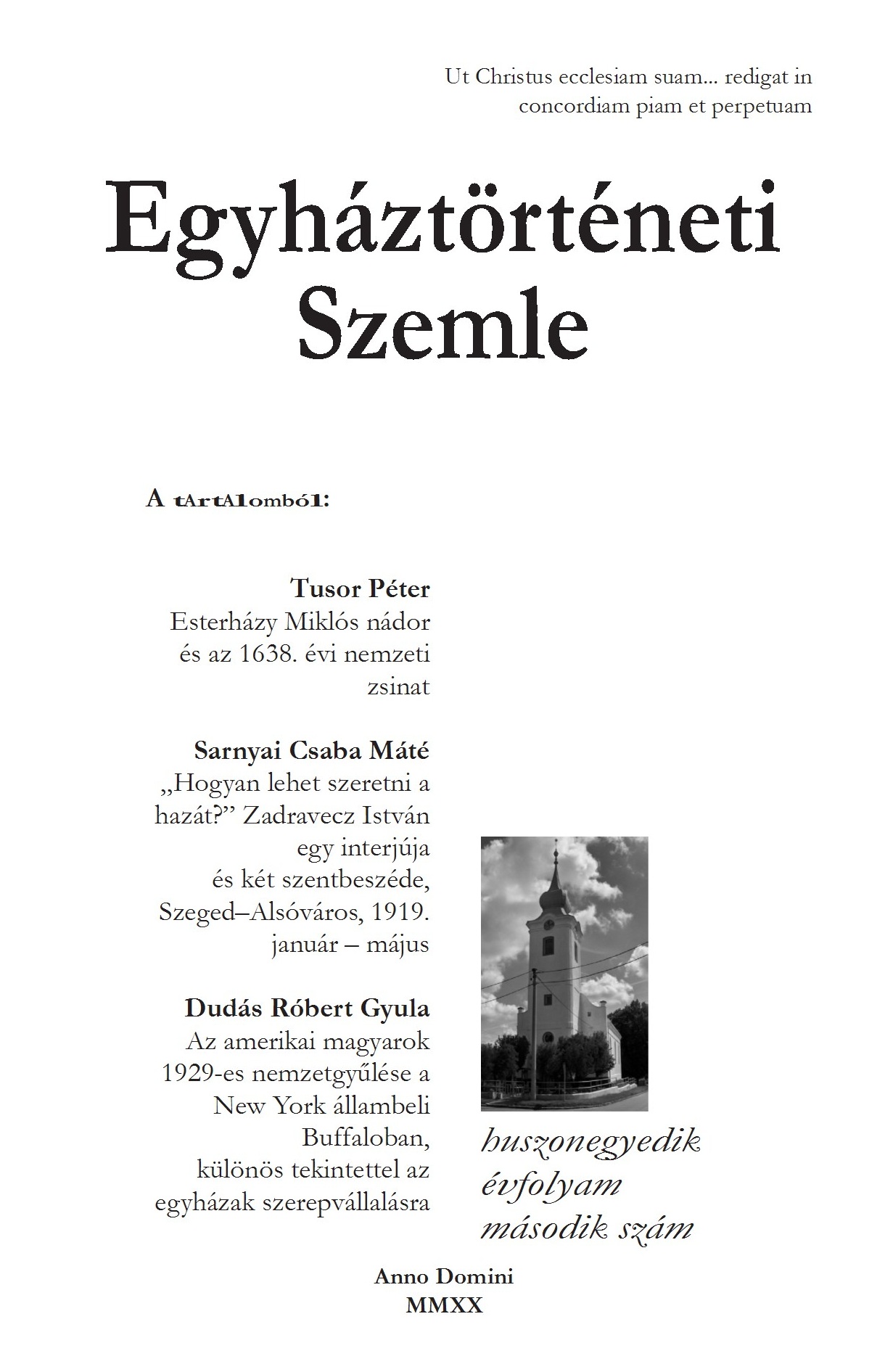 Egyháztörténeti Szemle 2020/2